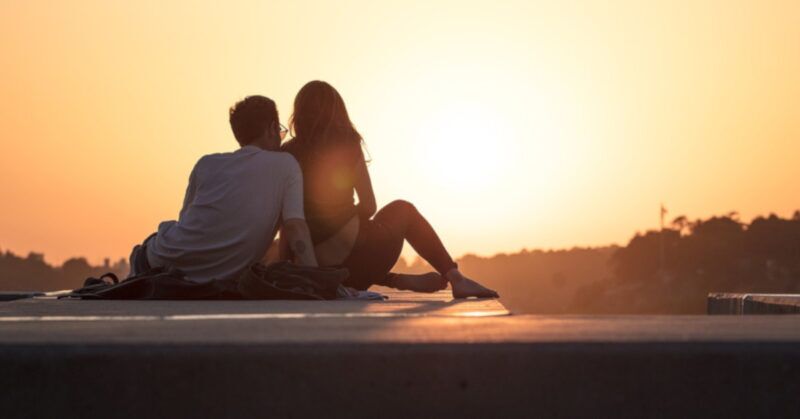 couple enjoying a sunset